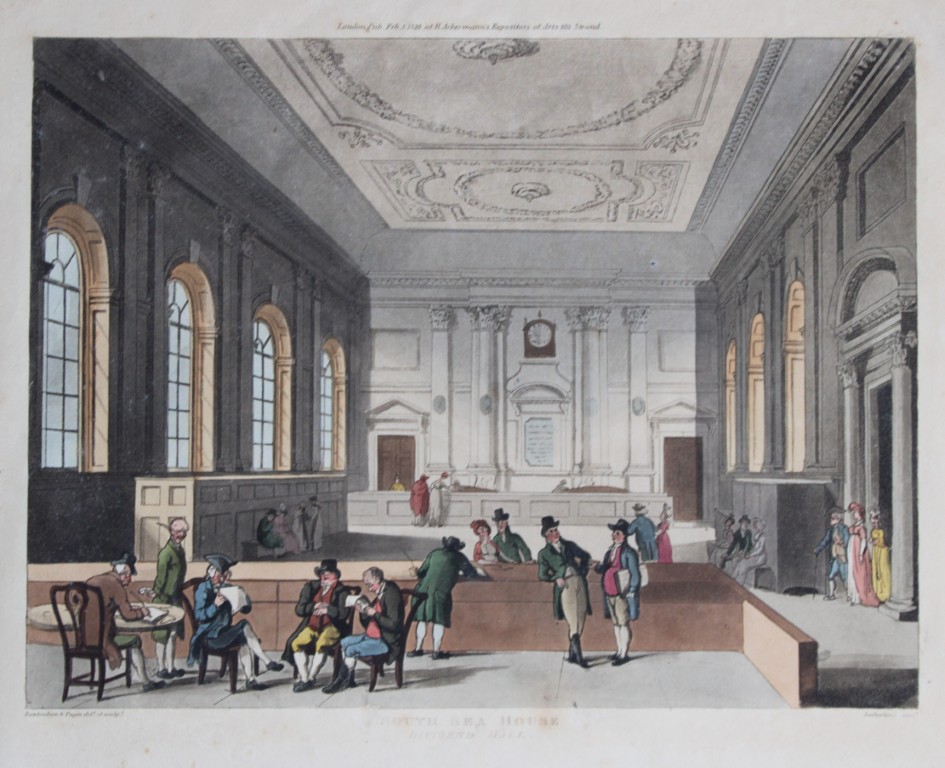 Rowlandson and Pugin - Aquatint of South Sea House, London 1808