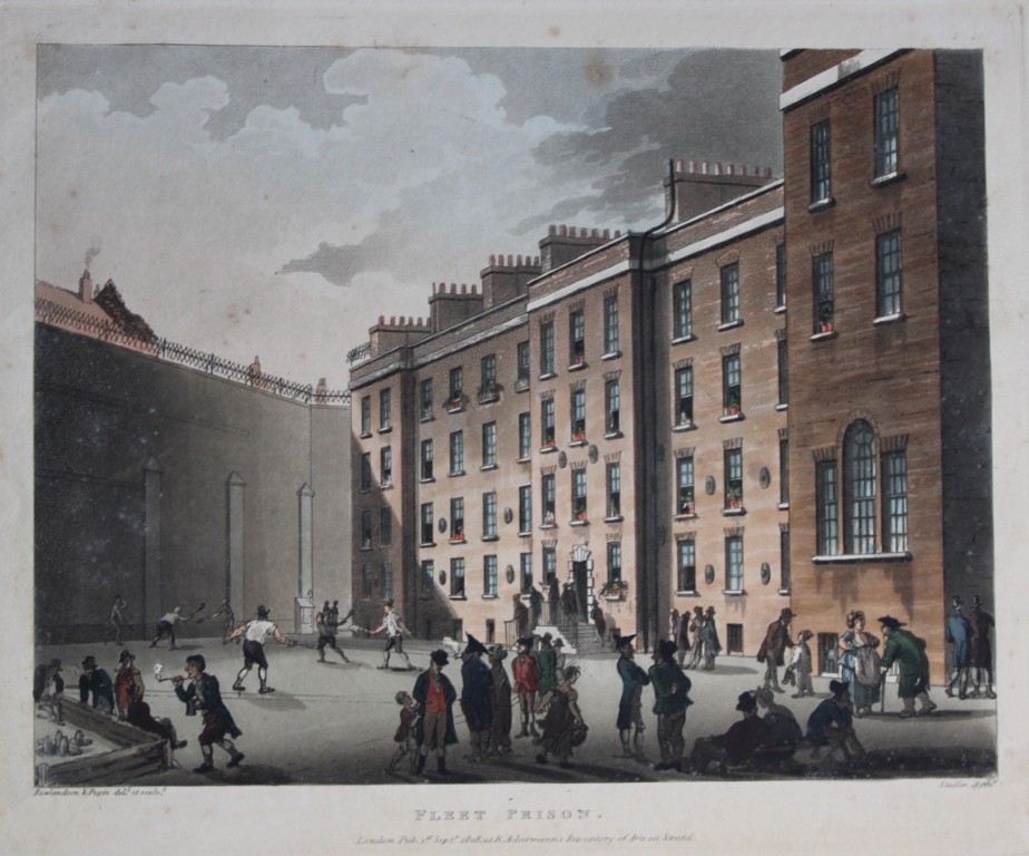 Rowlandson and Pugin - Aquatint of Fleet Prison, London 1808