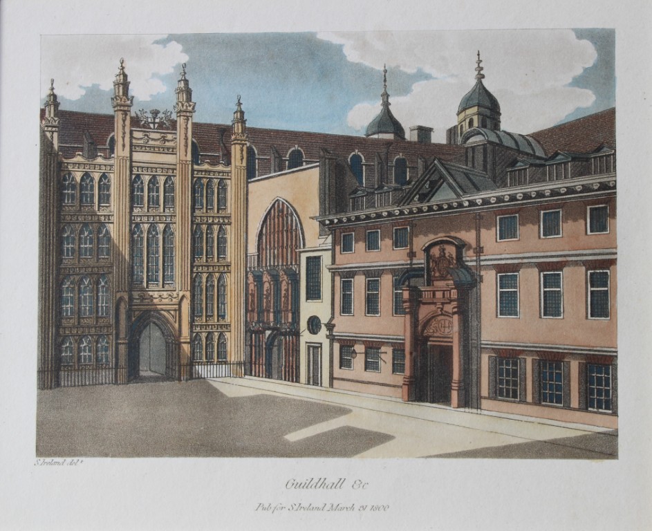 Samuel Ireland - aquatint of the Guildhall, London 1800.