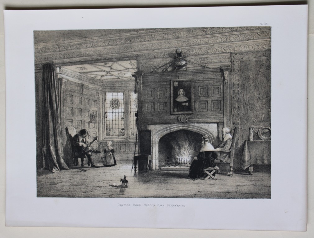 Nash J - 2 lithographs of Haddon Hall, Derbyshire  1869