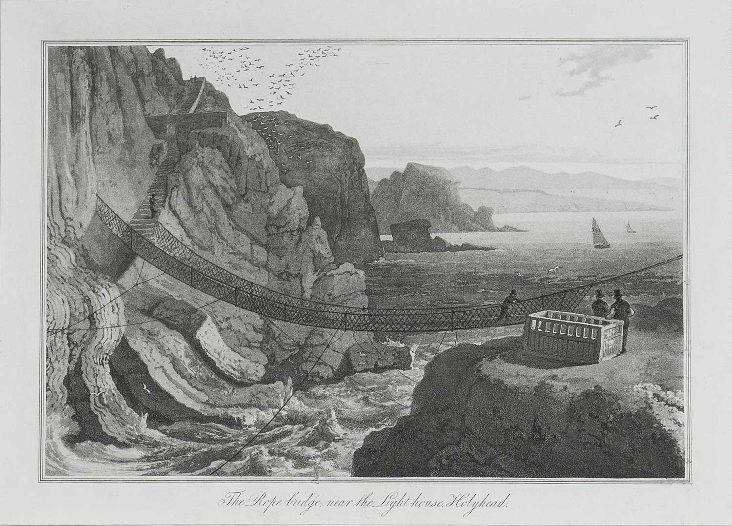 W Daniell - Rope Bridge, Holyhead c1820