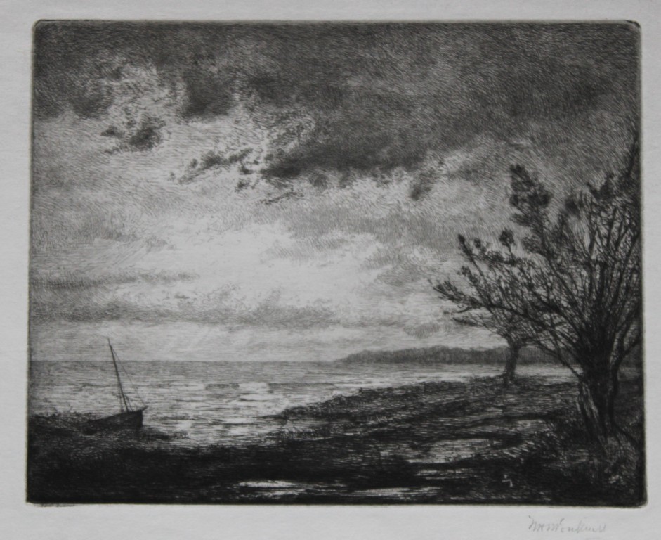 William Bicknell - Rare etching of Long Point, Cape Cod, signed 1912