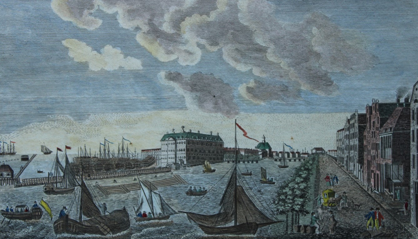 Vue d'Optique - Admiralty Office, Dock Yard etc Amsterdam c1770