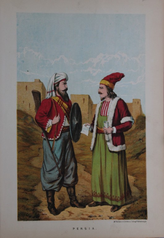 MacFarlane - Lithograph of Persian men in nationl costume 1872