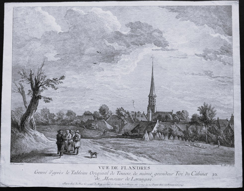 David Teniers - Engraving by Le Bas - View of Flanders 1740