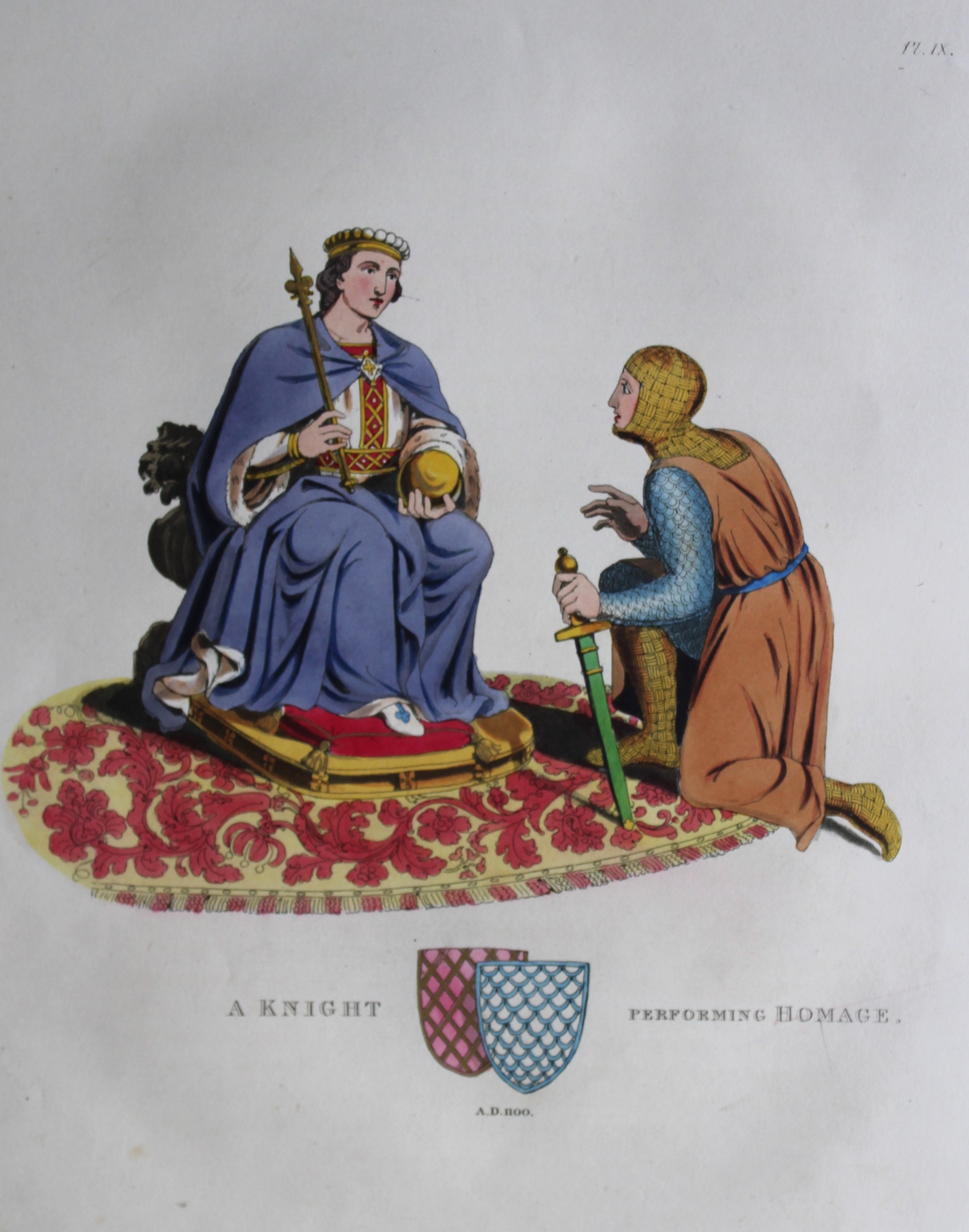 A Knight performing Homage by Samuel Meyrick 1842