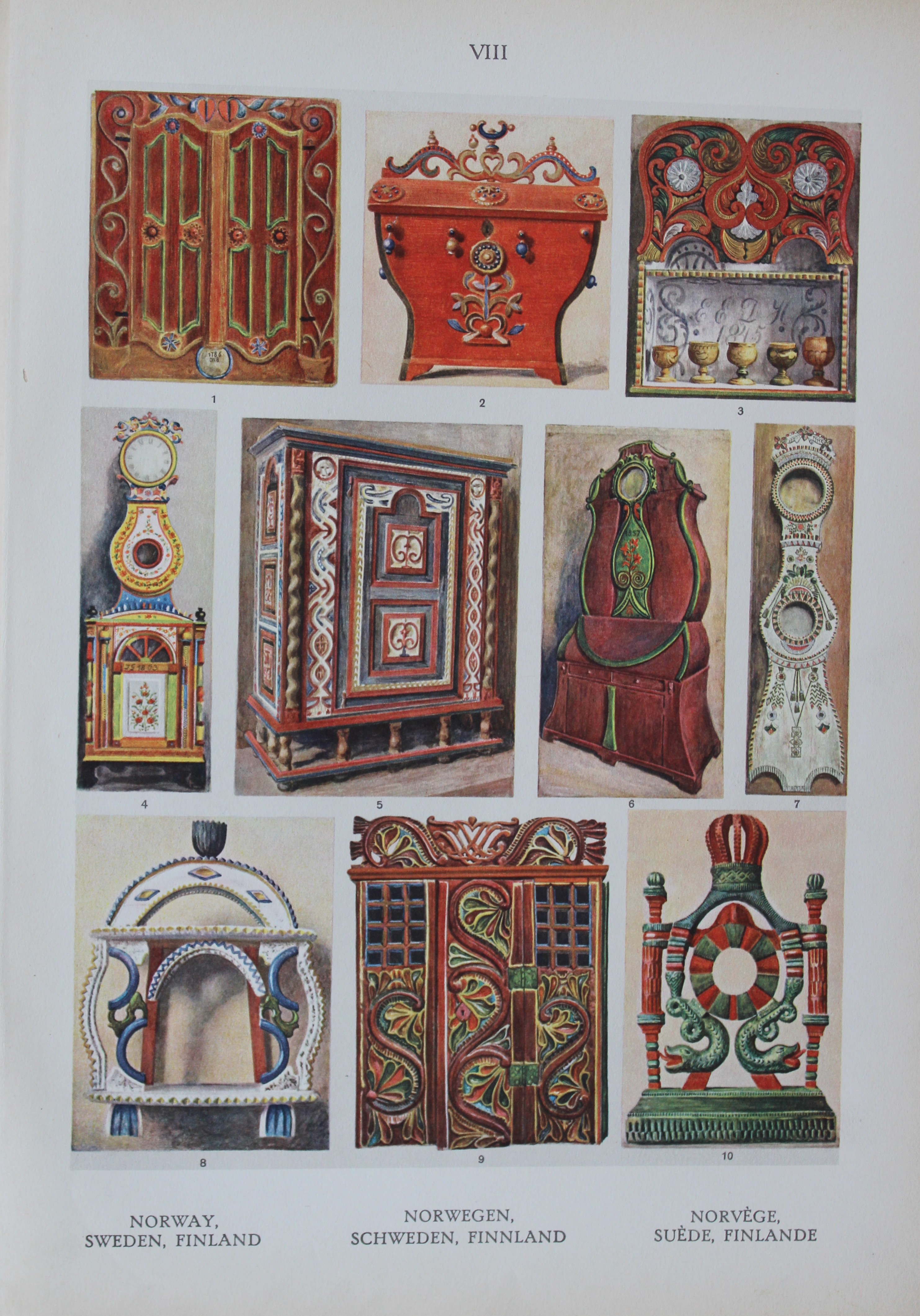 Helmuth Bossert - 4 Nordic Folk Art plates 1924