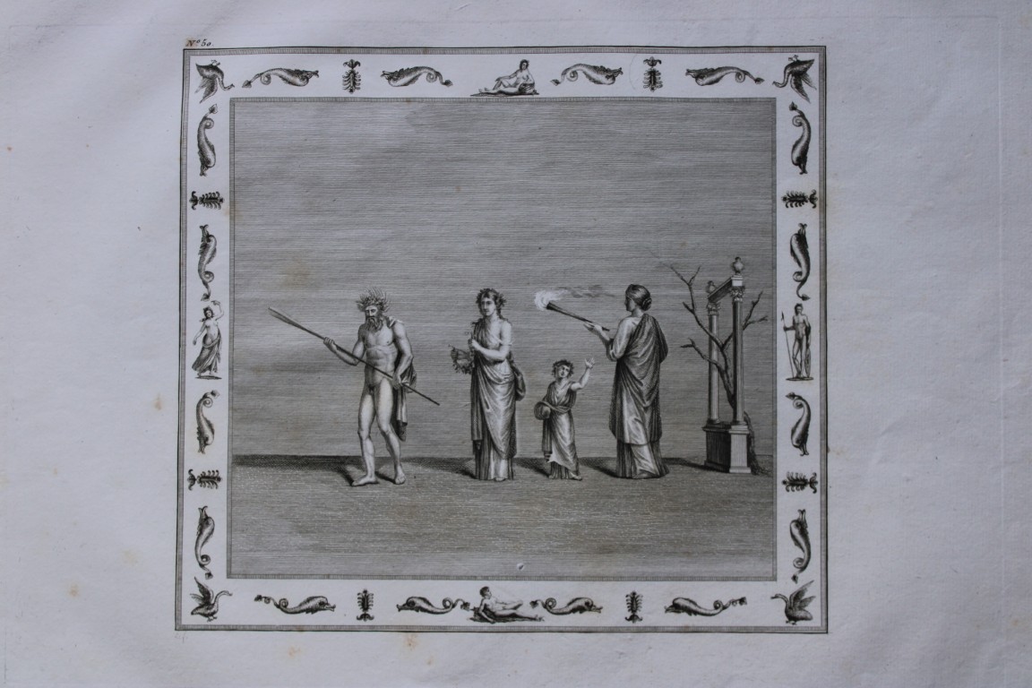 Nicolas Ponce - Original engraving of Roman frescoes by Deliens 1805