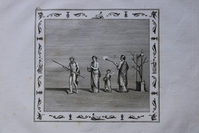 Nicolas Ponce - Original engraving of Roman frescoes by Deliens 1805. This rare copperplate 