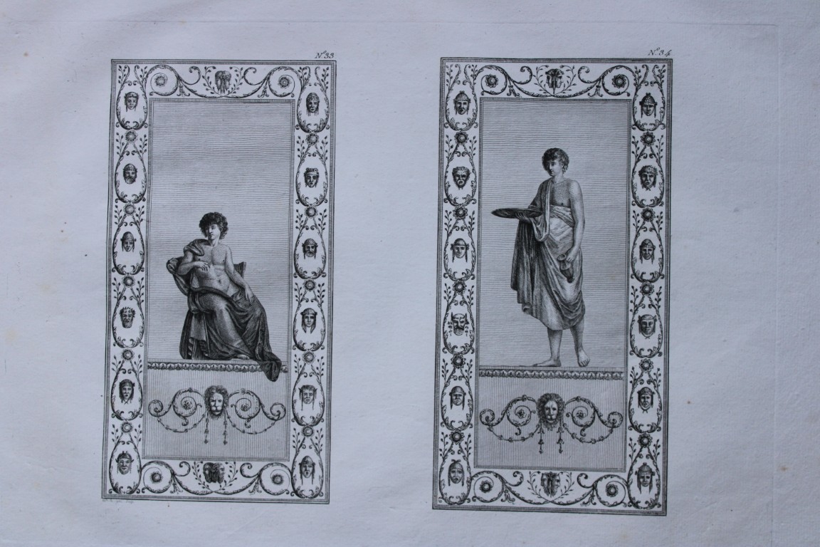Nicolas Ponce - Original engraving of Roman frescoes by Mlle. De Gai 1805