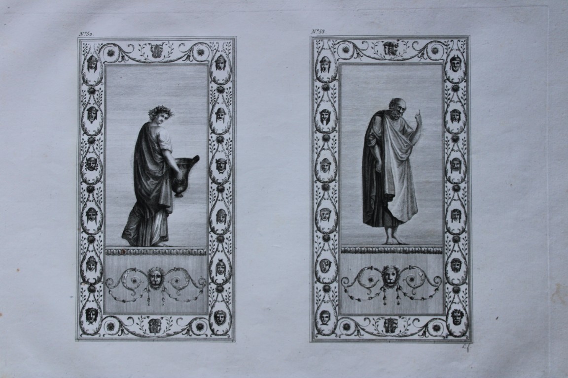 Nicolas Ponce - Original engraving of Roman frescoes by Mlle. De Gai 1805
