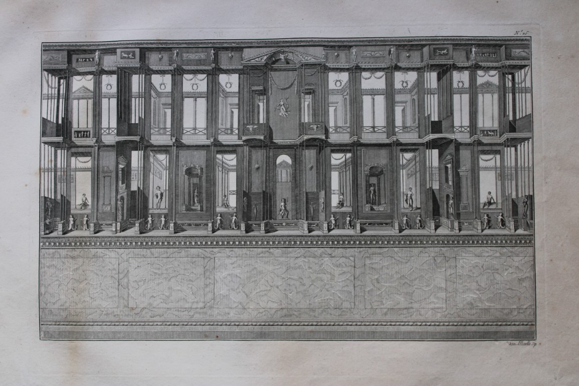 Nicolas Ponce - Original engraving of Roman frescoes by Van Maelle 1805