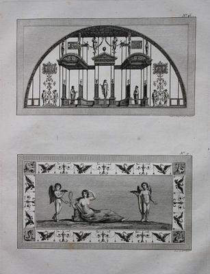 Nicolas Ponce - Original engraving of Roman frescoes by Pauquet 1805. This rare copperplate 