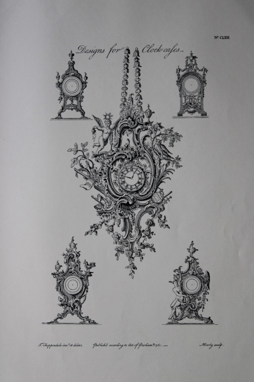 Thomas Chippendale - Original engraving of Clock Cases 1762