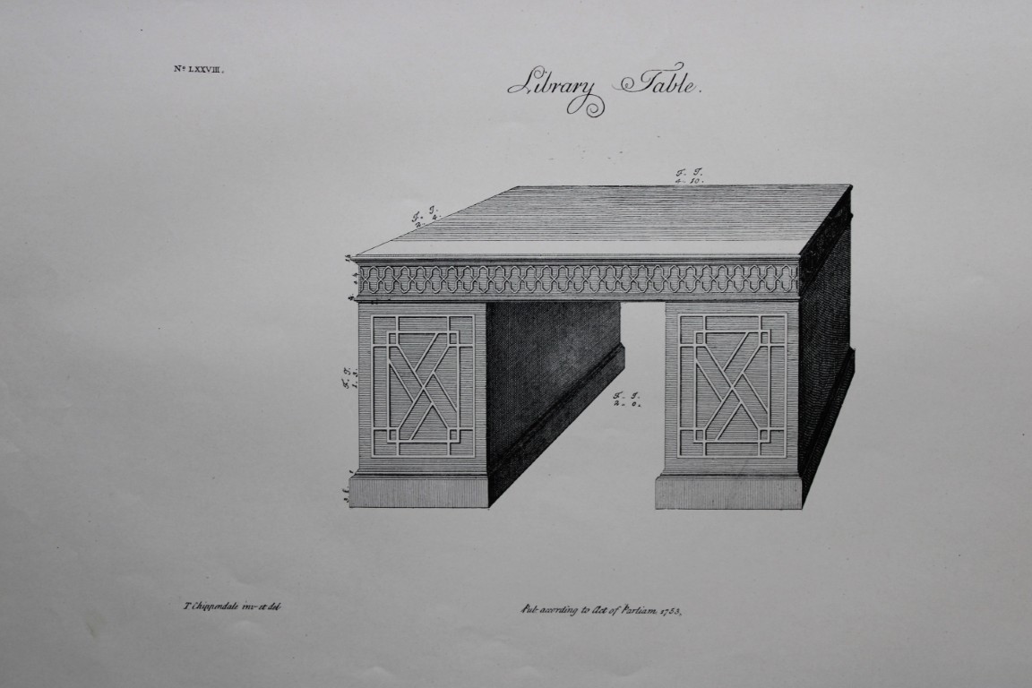 Thomas Chippendale - Original engraving of a Commode Table 1762
