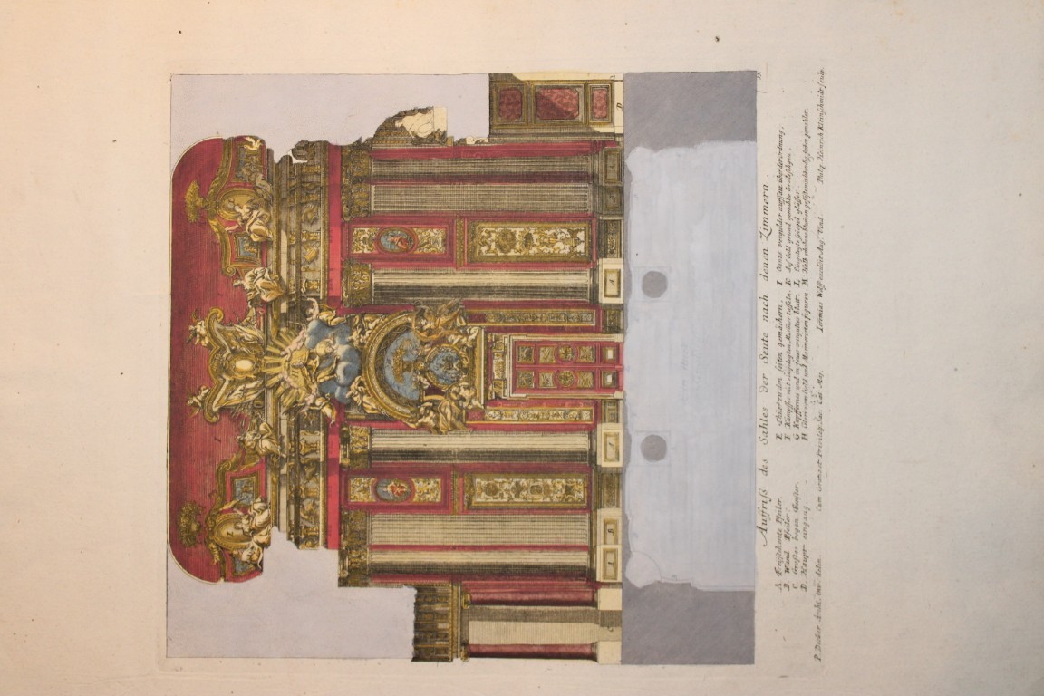 Paul Decker - Rare engraving Pl 11 Elevation of the Salon 1711