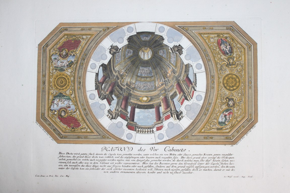 Paul Decker - Rare engraving Pl 34 Ceiling Fresco 1711