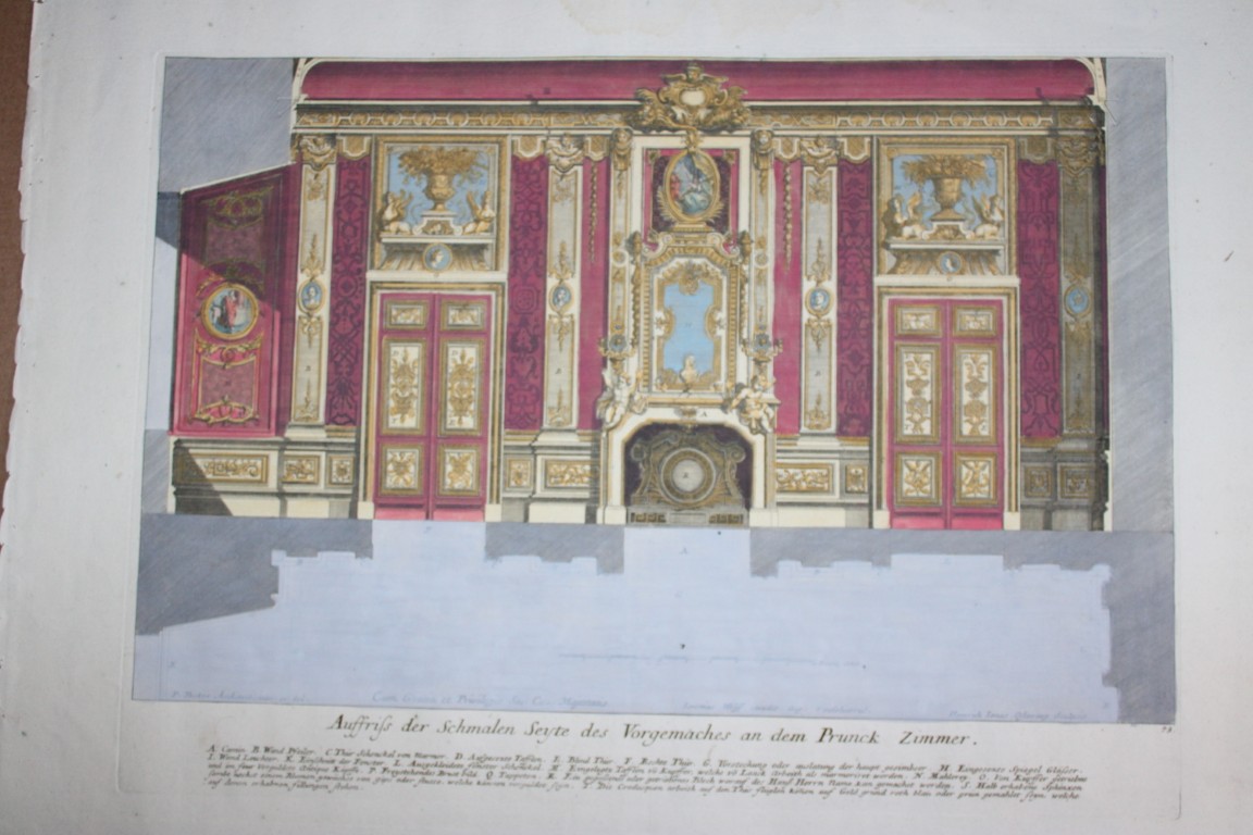 Paul Decker - Rare engraving Pl 43 Anteroom to the State Room 1711