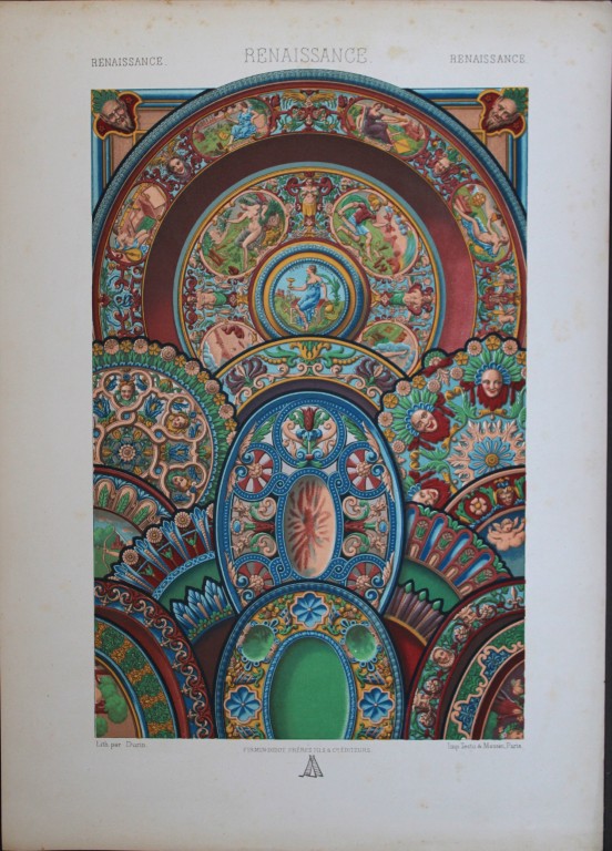 A Racinet - Original lithograph of Renaissance designs 1873