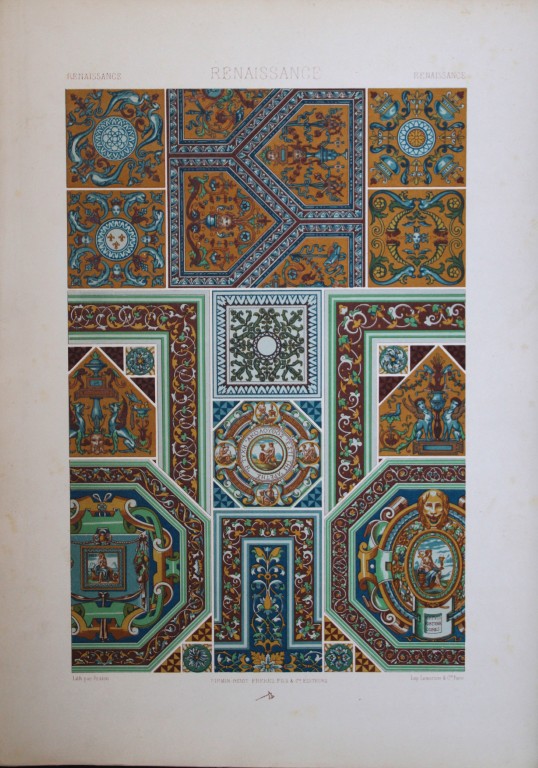 A Racinet - Original lithograph of Renaissance designs 1873