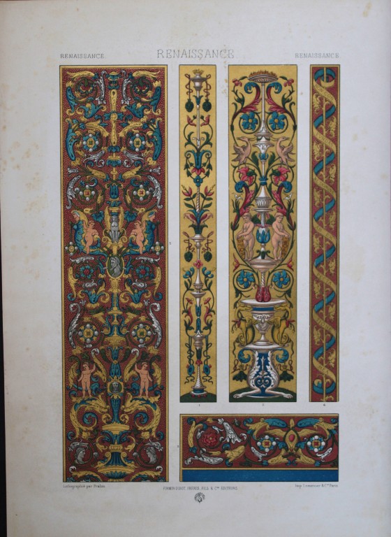 A Racinet - Original lithograph of Renaissance designs 1873