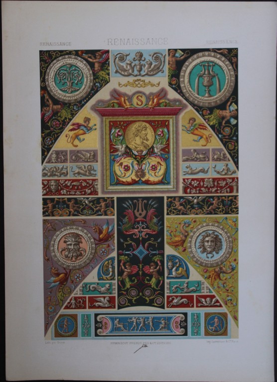 A Racinet - Original lithograph of Renaissance designs 1873
