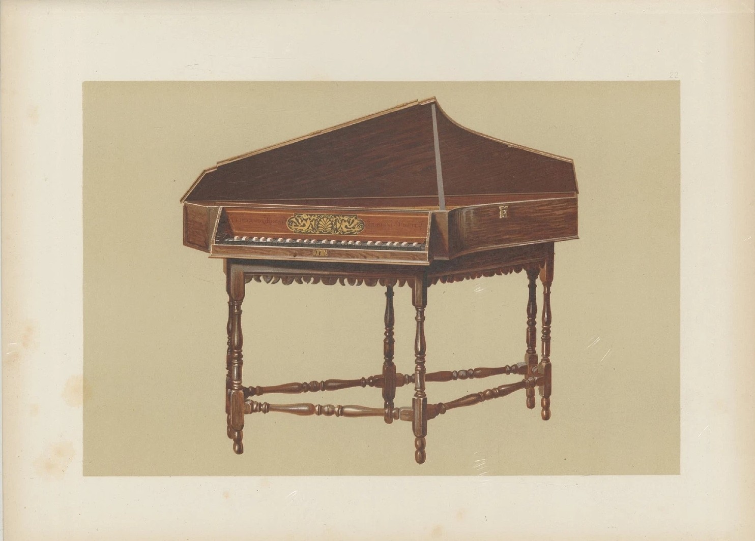 Hipkins - Rare lithograph of the Spinet by W Gibb 1888