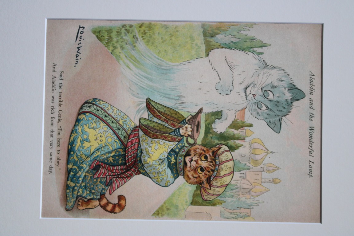 Louis Wain - Rare plate of Aladdin and the Wonderful Lamp 1905.
