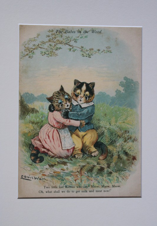 Louis Wain - Rare plate of Babes in the Wood 1905.