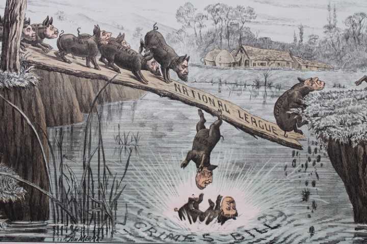 Tom Merry political cartoon - Terrible catastrophe 1887