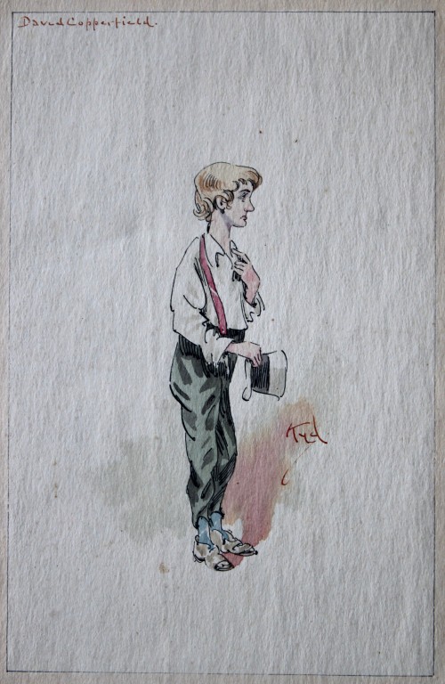 Clayton Clarke (Kyd) - Rare watercolour of David Copperfield 1890