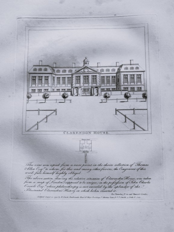 John Thomas Smith - Engraving of Clarendon House, London 1791