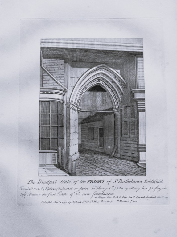 John Thomas Smith - Engraving of Priory of St. Bartholomews, London 1791