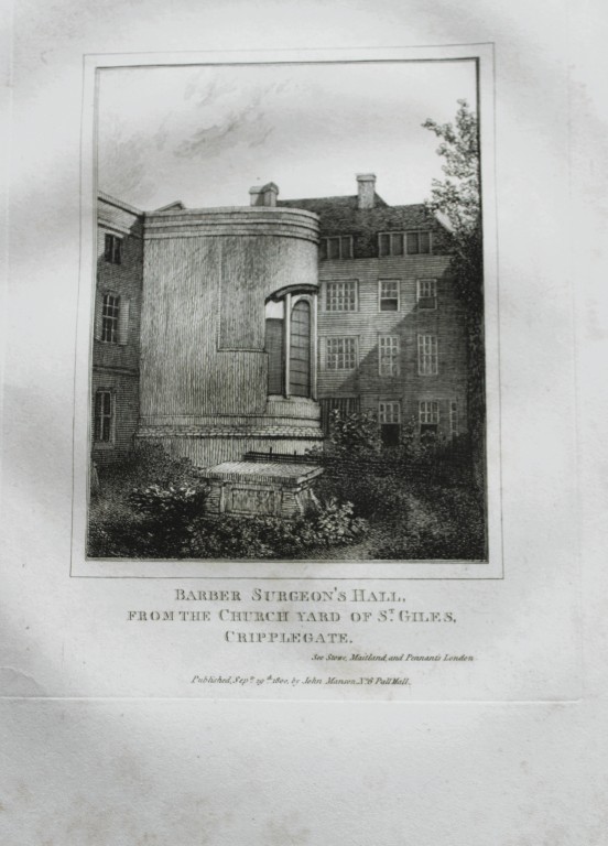 John Thomas Smith - Engraving of Barber Surgeon's Hall, London 1791