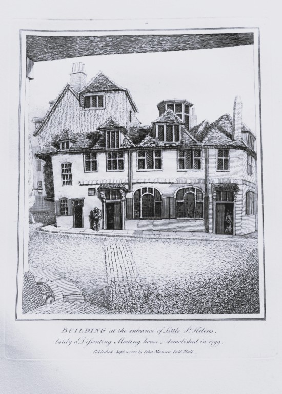 John Thomas Smith - Engraving of Little St. Helen's, London 1791