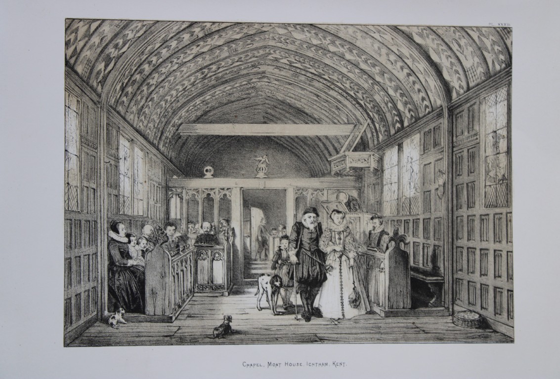 Nash J - Lithograph of the Moat House, Ightham, Kent  1869