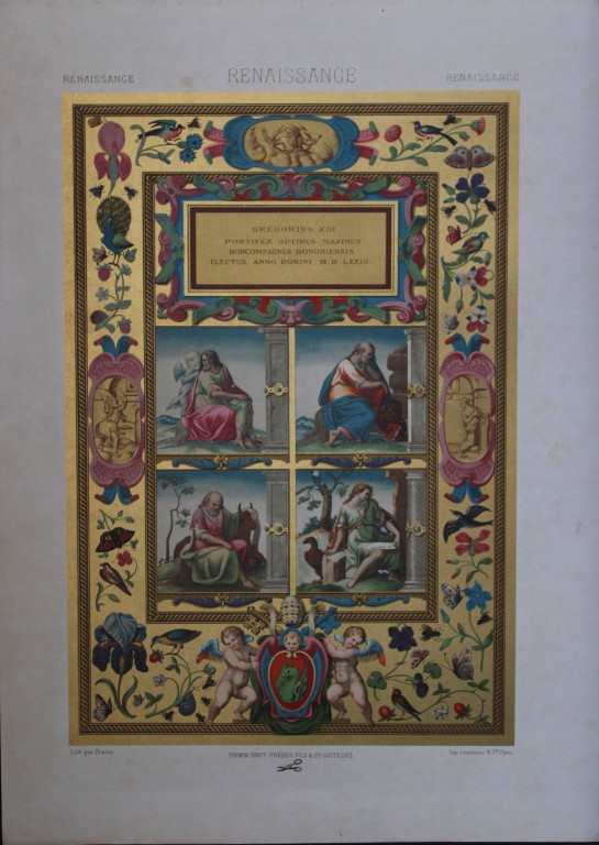 A Racinet - Original lithograph of Renaissance designs 1873