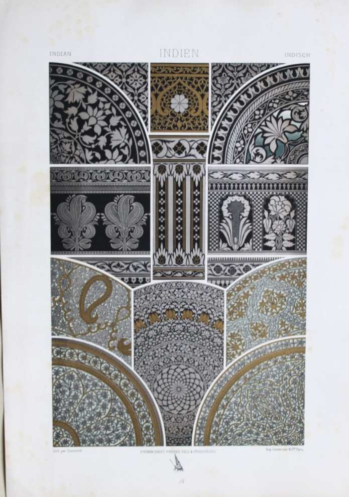 A Racinet - Lithograph of Indian designs 1873