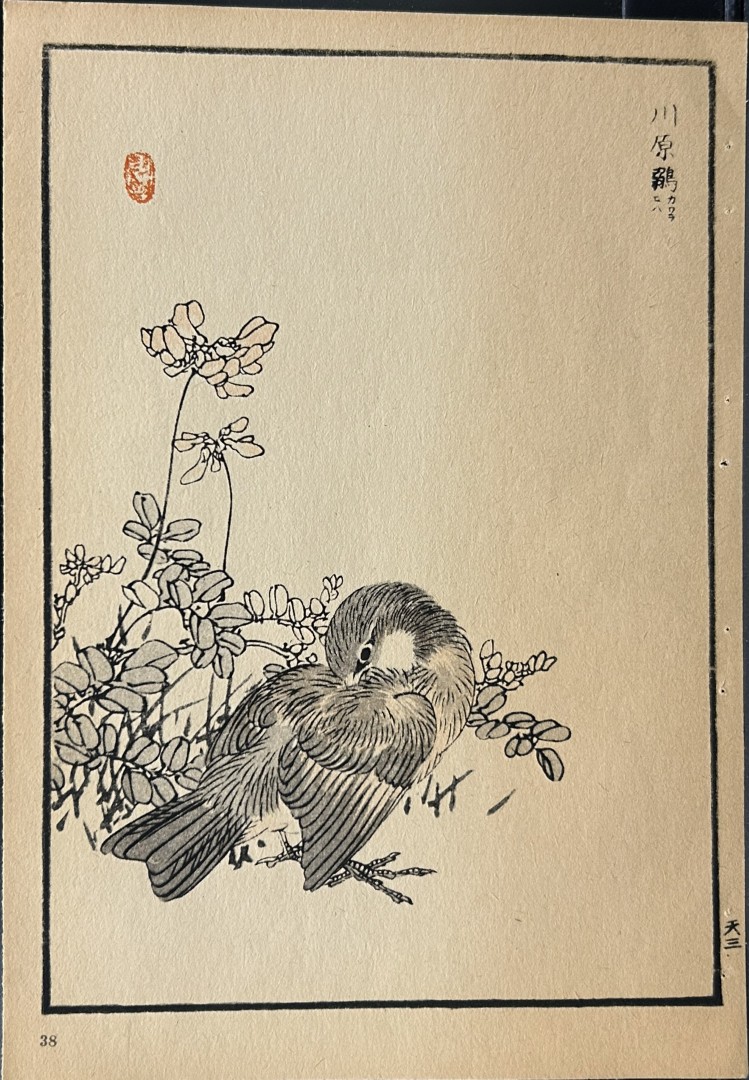 Kono Bairei - 2 Japanese woodblock prints of birds and flowers 1952