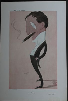 AEW Mason, MP - Four feathers by Max 1908. This print was drawn by the British artist Max 