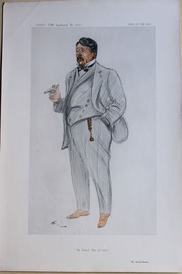 Arnold Bennett - The Business Man of Letters by OWL 1913. This print was drawn by the British 