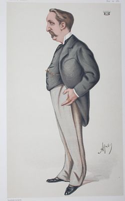 Baron Henry de Worms MP - Intelligent Toryism by Ape 1880. This print was drawn by the Italian 