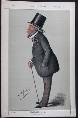 Baron Mayer Amschel de Rothschild - The winner of the race by Ape 1871. This print was drawn by 