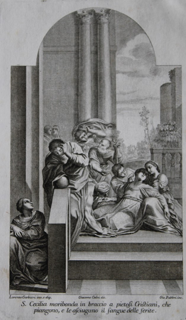 Lodovico Carracci - rare engraving of Cloisters in Bologne monastery 1776