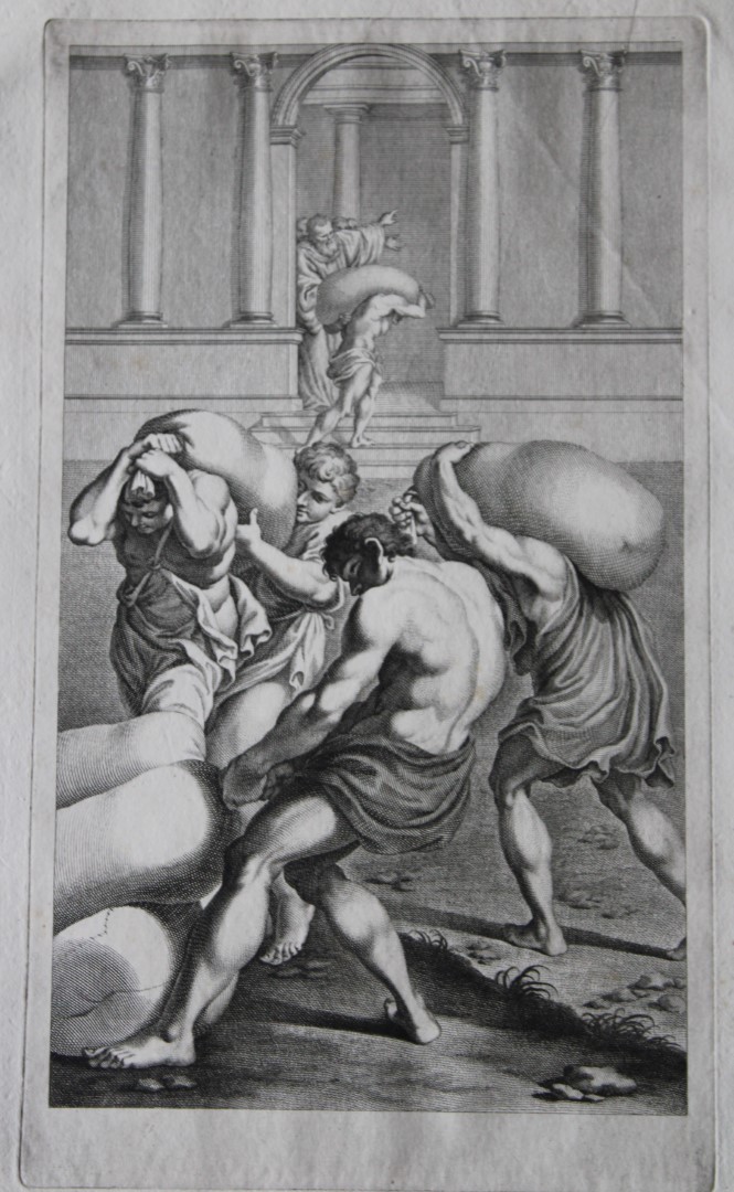 Lodovico Carracci - rare engraving of Cloisters in Bologne monastery 1776