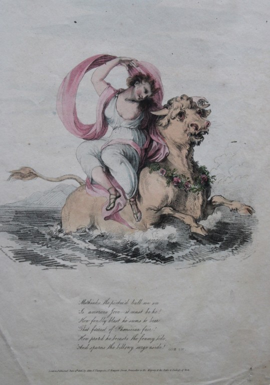 Giovanni Vendramini - Stipple engraving of Europa and Zeus 1805