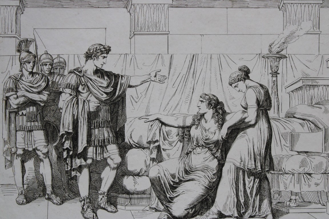 B Pinelli - Folio etching Octavius and Cleopatra from Istoria Romano 1821