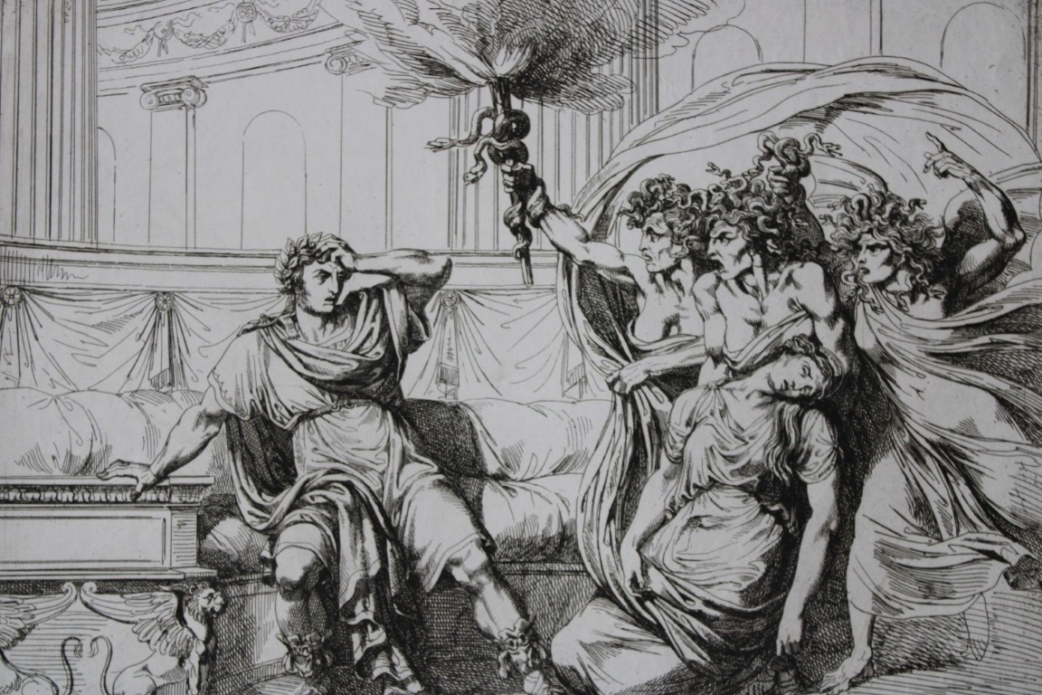 B Pinelli - Folio etching Furies of Nero from Istoria Romano 1821