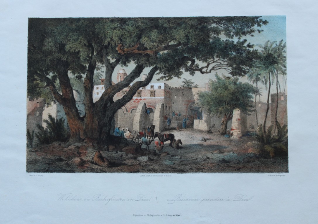 Karol Ludovit Libay - Lithograph of residence in Derr, Egypt 1850