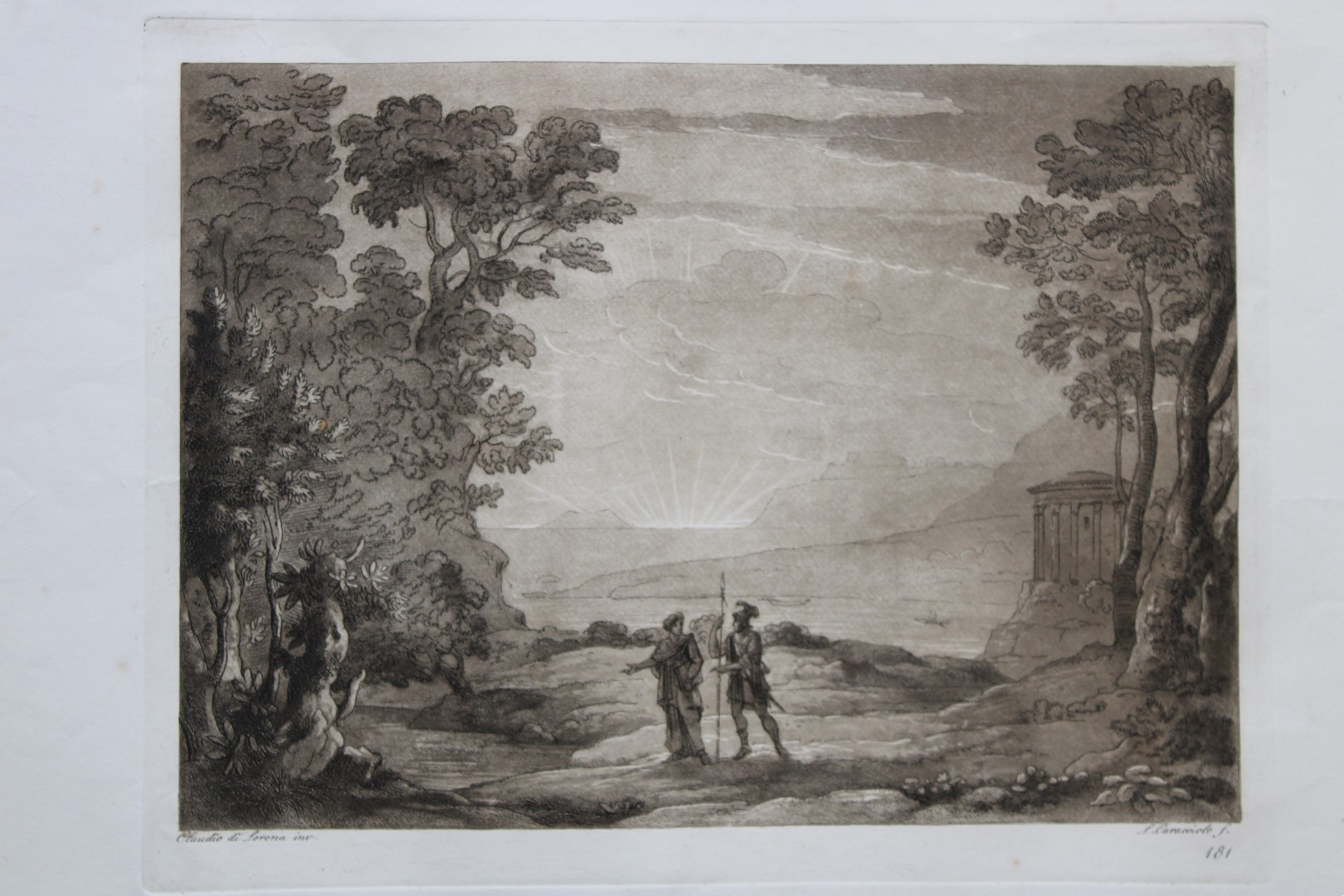 Claude Lorrain - Rare etching of Jacob and The Angel 1815